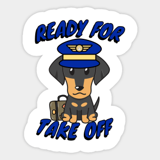 Funny Dachshund is a pilot Sticker